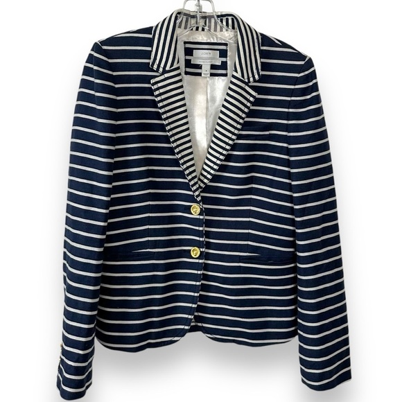 J.Crew Schoolboy Blazer in Navy Mixed Stripe Size 8 Preppy Classic Nautical - Picture 3 of 12